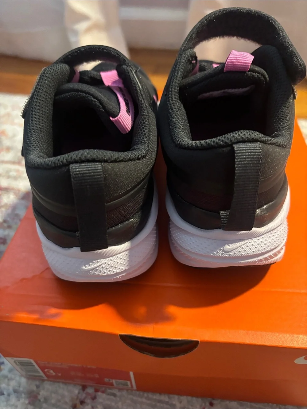 Nike Kids' Black and Pink Sneakers - NEW